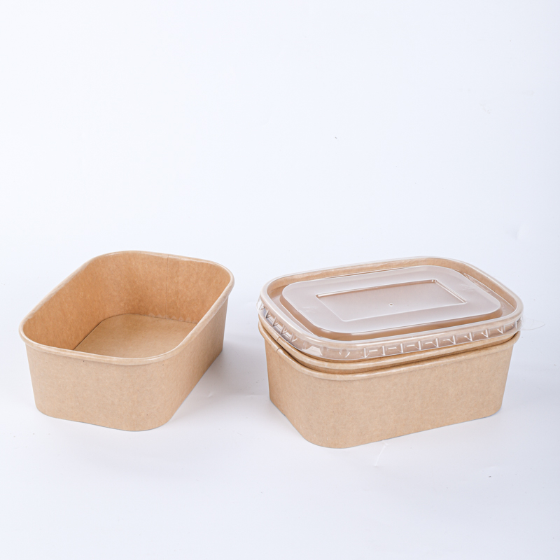 Durable rectangular paper bowl