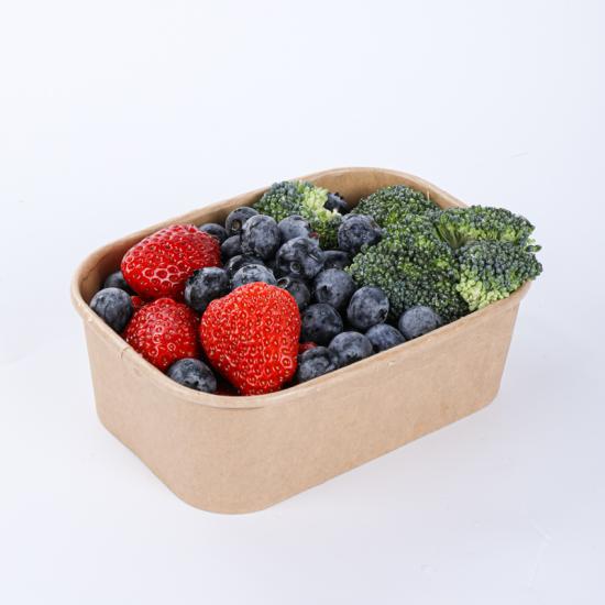 Biodegradable rectangular paper bowls with lids