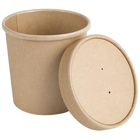 Kraft Compostable Paper Food Cup with Vented Lid