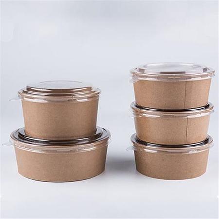 Microwave safe disposable kraft paper bowls with lids