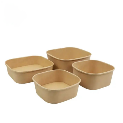 Disposable 500-1500ml customized square paper bowl