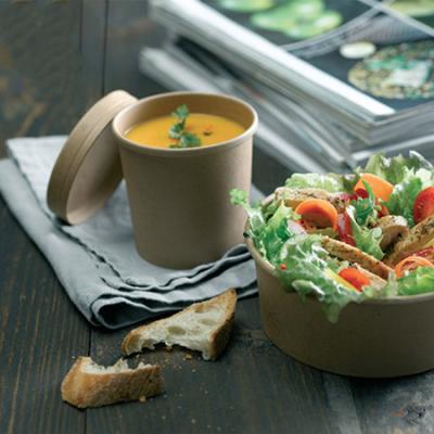 Ciotola per zuppa monouso in carta Kraft da asporto di alta qualità
